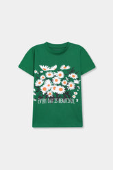 Girls Green Flower Tee